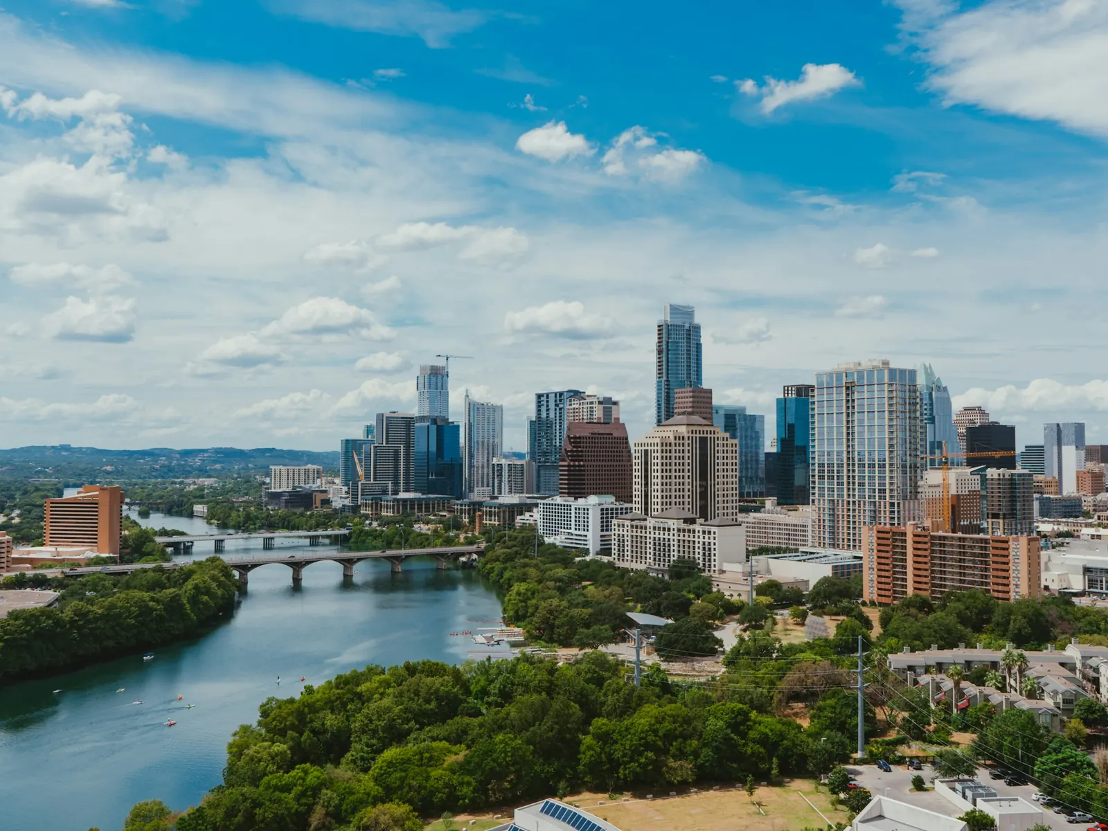 Austin skyline and bridges along the Colorado River